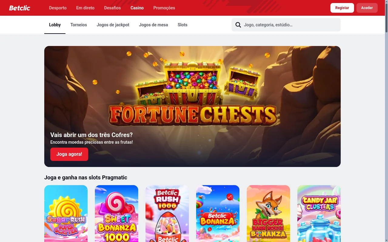 Betclic casino online legal secção de promoções Portugal